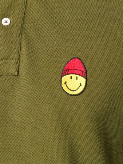 Shop Ami Alexandre Mattiussi Short Sleeved Polo Shirt Smiley Patch In Green