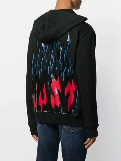 Shop Just Cavalli Flame-print Hoodie In Black