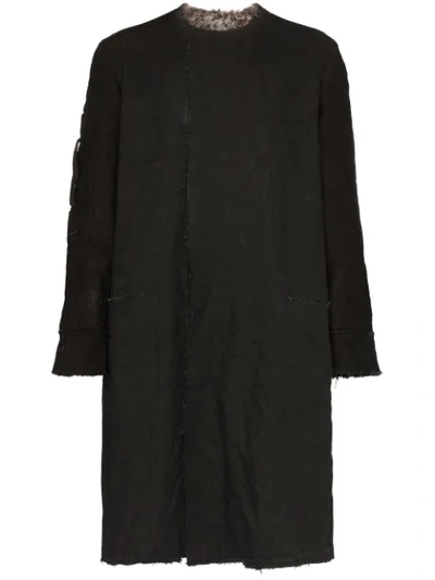 Shop By Walid Asymmetric Shearling Coat In Black