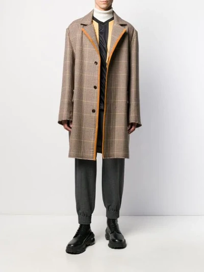 Shop Marni Checked Boxy Fit Coat In Neutrals