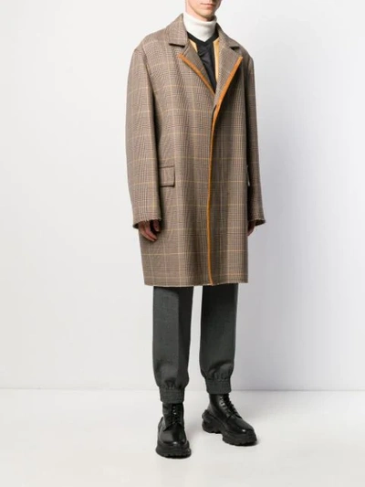 Shop Marni Checked Boxy Fit Coat In Neutrals