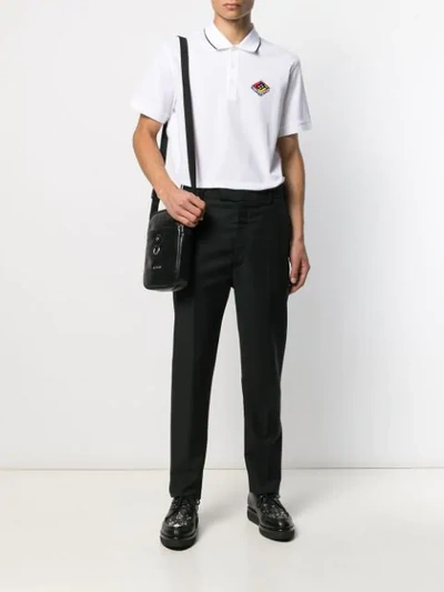 Shop Burberry Logo Embroidery Polo Shirt In A1464 White