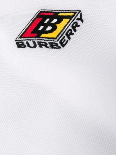 Shop Burberry Logo Embroidery Polo Shirt In A1464 White
