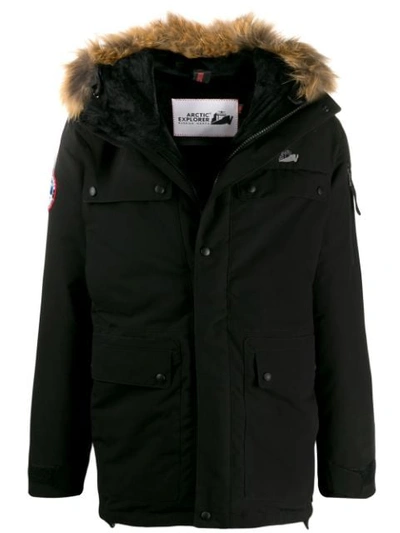 Shop Arctic Explorer Polus Parka Coat In Black