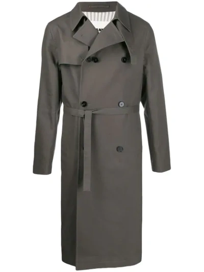 Shop Jil Sander Double Breasted Trench Coat In Grey
