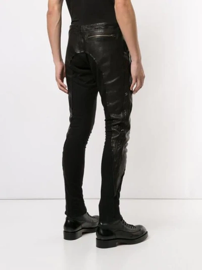 Shop Greg Lauren Skinny-bikerjeans In Black