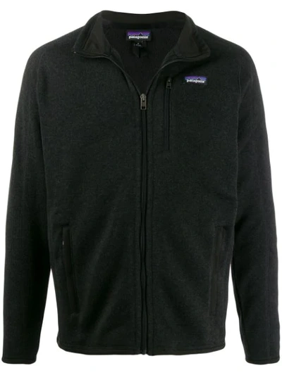 Shop Patagonia Contrast Logo Bomber Jacket In Black