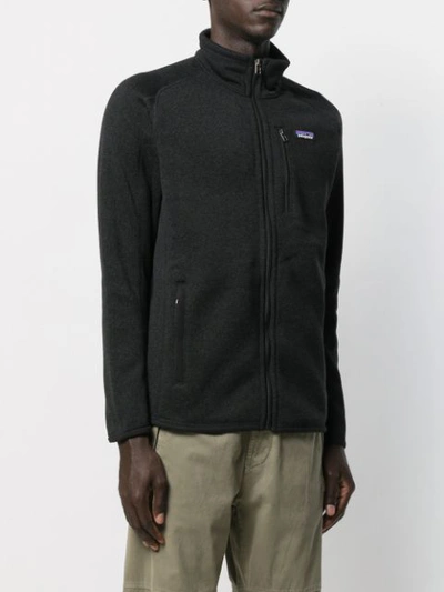 Shop Patagonia Contrast Logo Bomber Jacket In Black