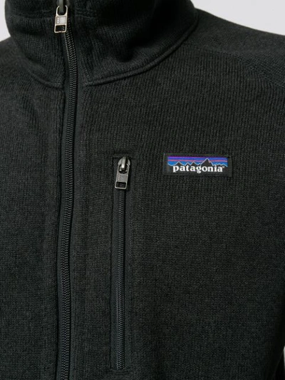 Shop Patagonia Contrast Logo Bomber Jacket In Black