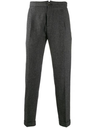 Berwich Straight-leg Chevron Trousers In Grey