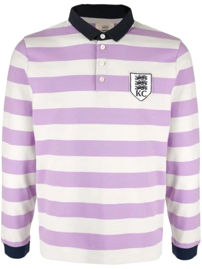 Shop Kent & Curwen Striped Polo Shirt In White