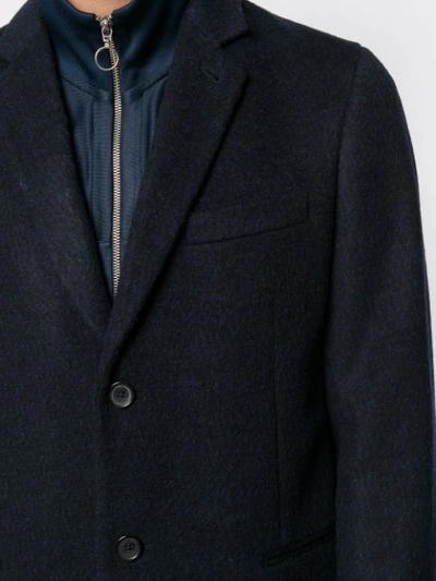 Shop Ps By Paul Smith Notched Lapel Single-breasted Coat In Blue