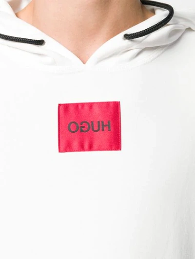 Shop Hugo Boss Reversed Logo Hoodie In 104 White