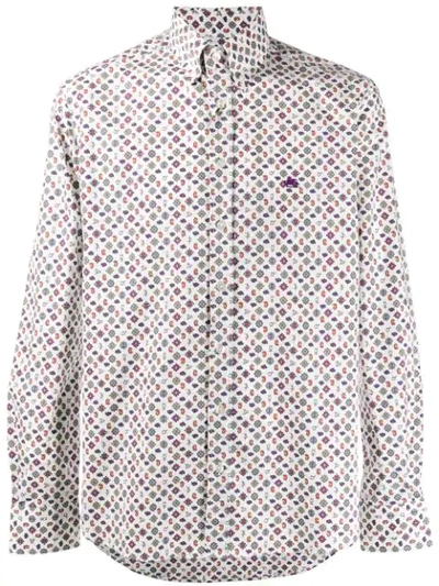 Shop Etro Long Sleeved Shirt In White