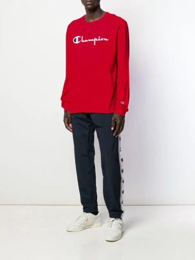 Shop Champion Contrast Logo Sweatshirt In Red