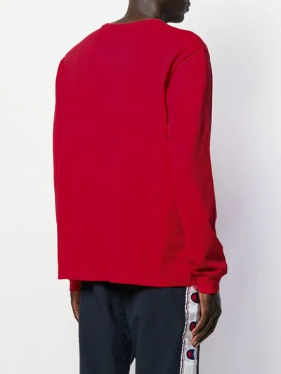 Shop Champion Contrast Logo Sweatshirt In Red
