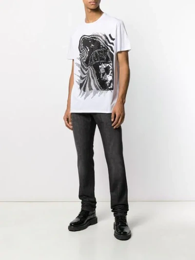 Shop Just Cavalli Embellished Graphic-print T-shirt In White