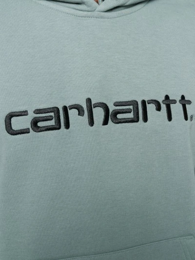 Shop Carhartt Logo Embroidery Hoodie In Green