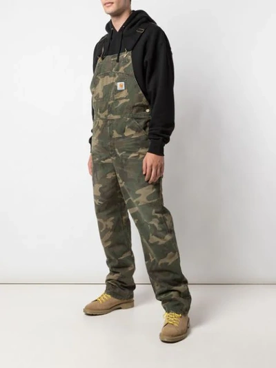 Shop Carhartt Camouflage Print Overalls In Green