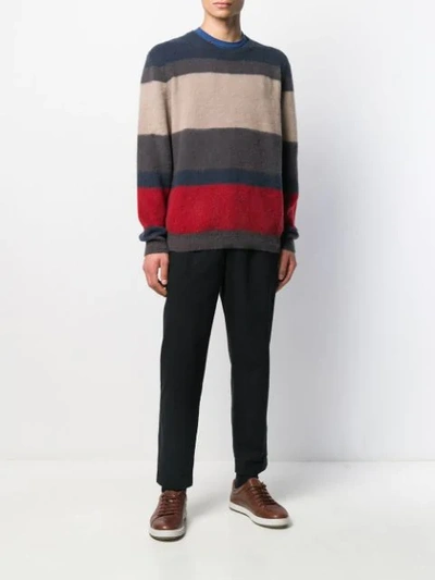 Shop Massimo Alba Striped Crew Neck Jumper In Red