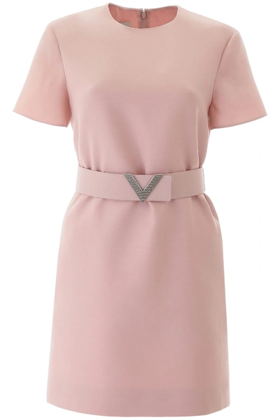 Shop Valentino V Pave Mini Dress In Soft Pink (pink)