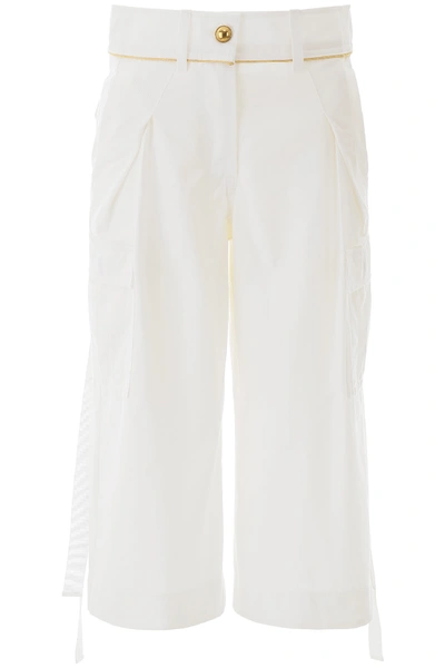 Shop Sacai Cargo Trousers In White (white)