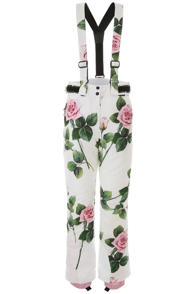 Shop Dolce & Gabbana Ski Jumpsuit In Rose Rosa Fdo Panna (white)