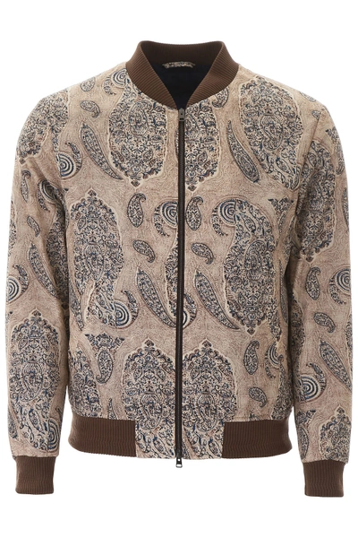 Shop Etro Paisley Bomber Jacket In Beige (beige)