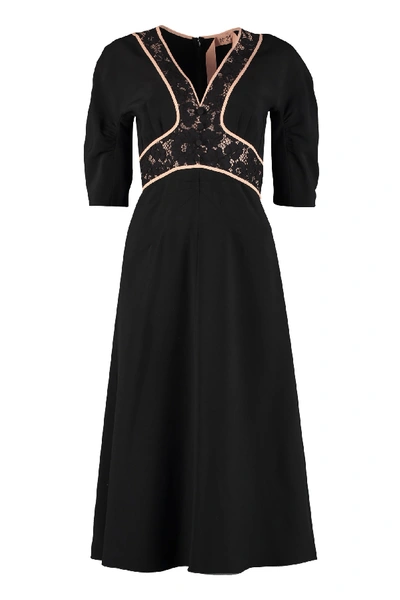 Shop N°21 Lace Detail Crêpe Dress In Black