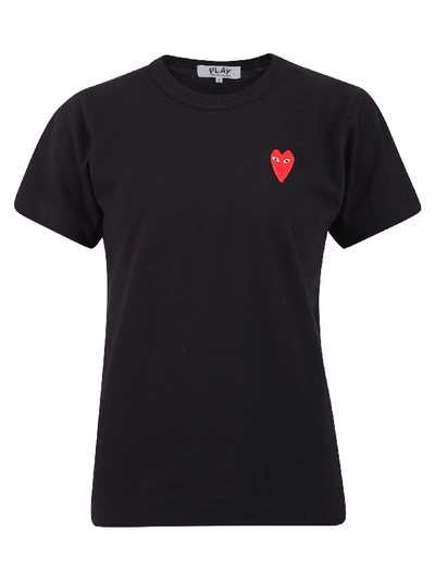 Shop Comme Des Garçons Play Embroidered T-shirt In Black