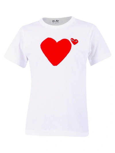 Shop Comme Des Garçons Play Embroidered T-shirt In White