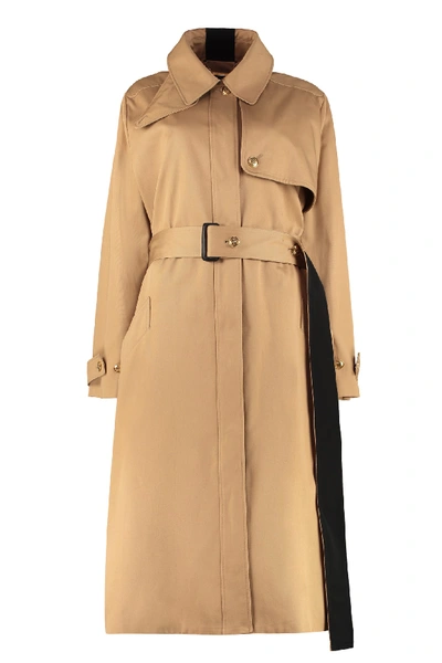 Shop Givenchy Cotton Gabardine Long Trench Coat In Beige