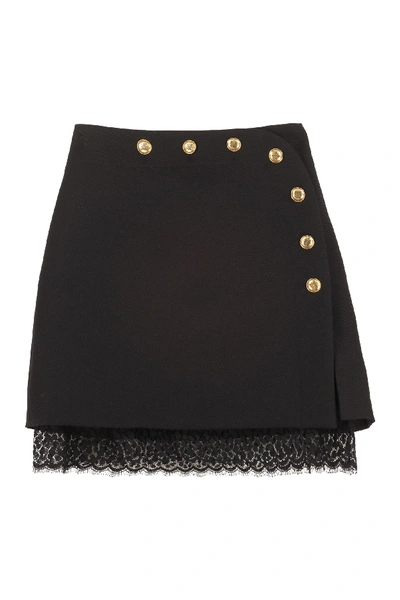 Shop Givenchy Wool Mini Skirt In Black