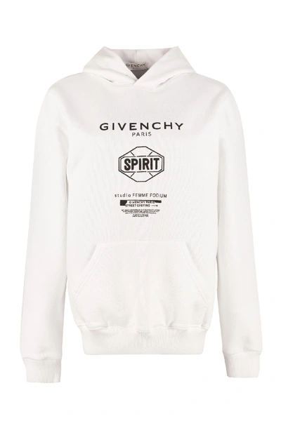 Shop Givenchy Cotton Sweatshirt With Printed Logo In White