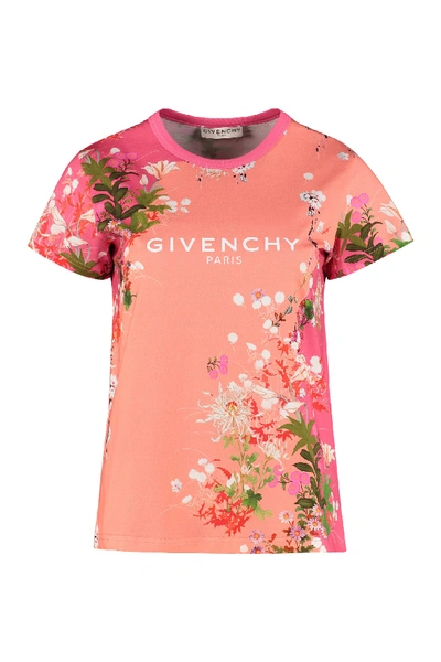 Shop Givenchy Printed Cotton T-shirt In Orange