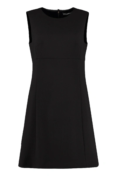 Shop Dolce & Gabbana Wool Sheath Dress In Black