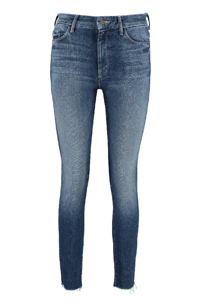 Shop Mother High Waisted Looker Ankle Fray 5-pocket Jeans In Denim