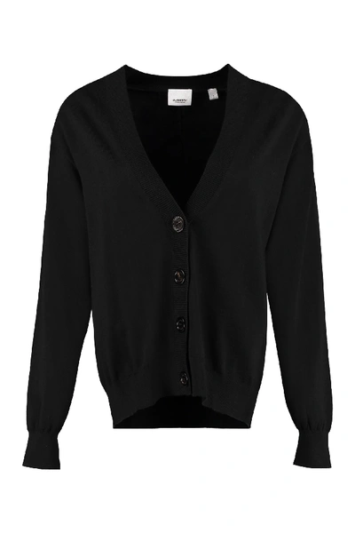 Shop Burberry Merino Wool Cardigan In Black