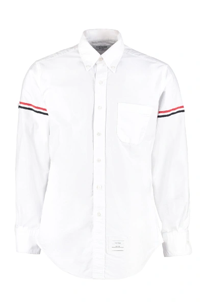 Shop Thom Browne Cotton Shirt With Button-down Collar In White