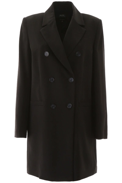 Shop Apc Colette Coat In Faux Noir (black)
