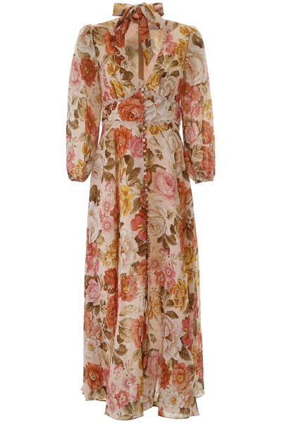 Shop Zimmermann Floral-printed Dress In Cream Floral (pink)