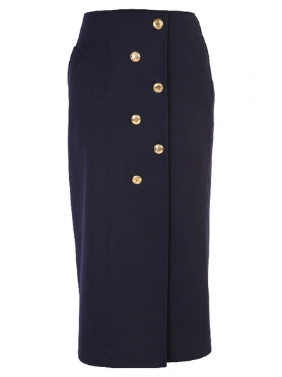 Shop Givenchy Wrapped Skirt In Blue