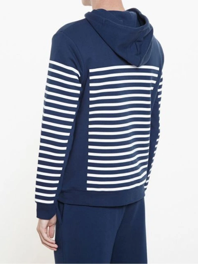 Shop Alexander Wang T Striped Hooded Jersey Sweatshirt In Navy
