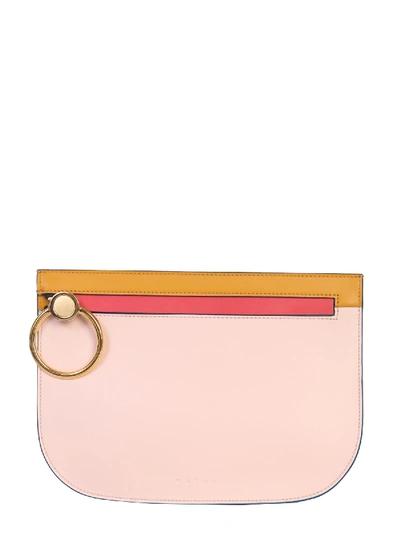 Shop Marni Brushed Leather Clutch In Multicolor