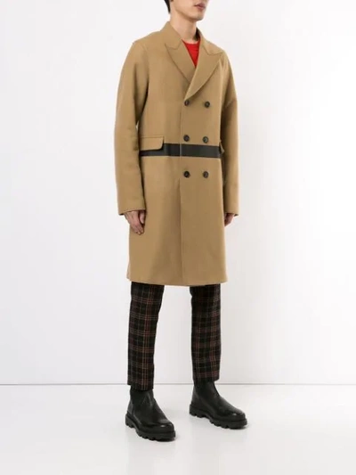 Shop N°21 Contrast Stripe Coat In Brown