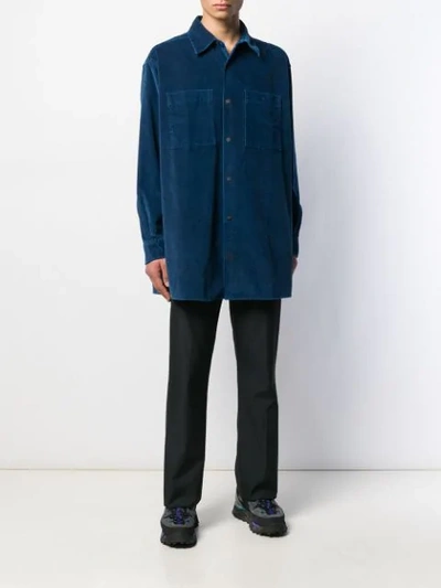 Shop Acne Studios Oversized Corduroy Shirt In Blue