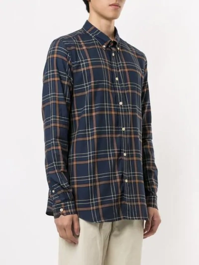 Shop Ps By Paul Smith Checked Print Long Sleeve Shirt In Blue