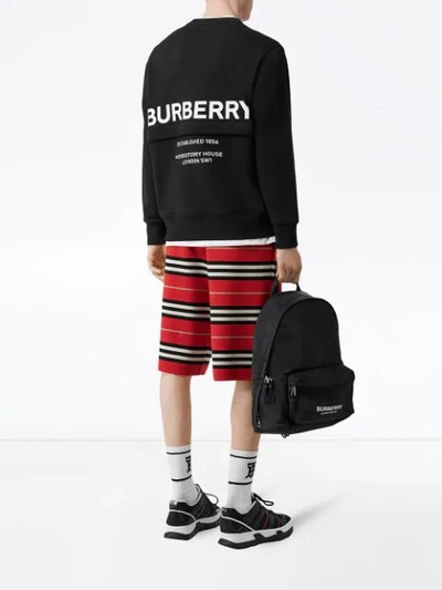 Shop Burberry Zip Detail Horseferry Print Sweatshirt In Black