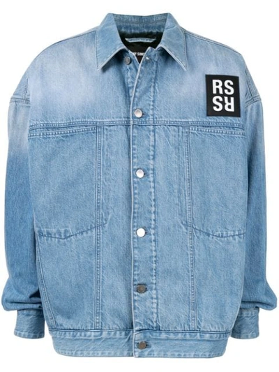 Shop Raf Simons Faux Fur Lining Denim Jacket In 00043 Navy