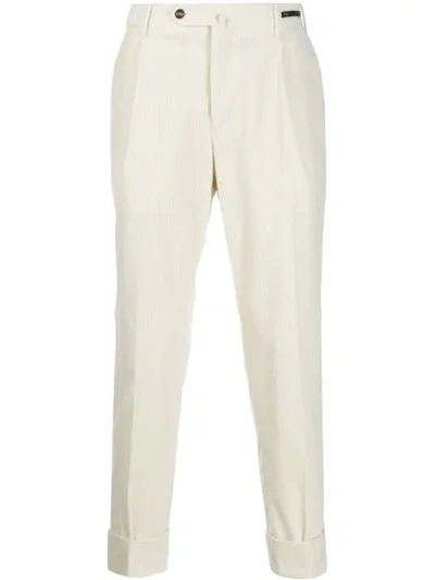 Shop Pt01 Slim-fit Corduroy Trousers In White